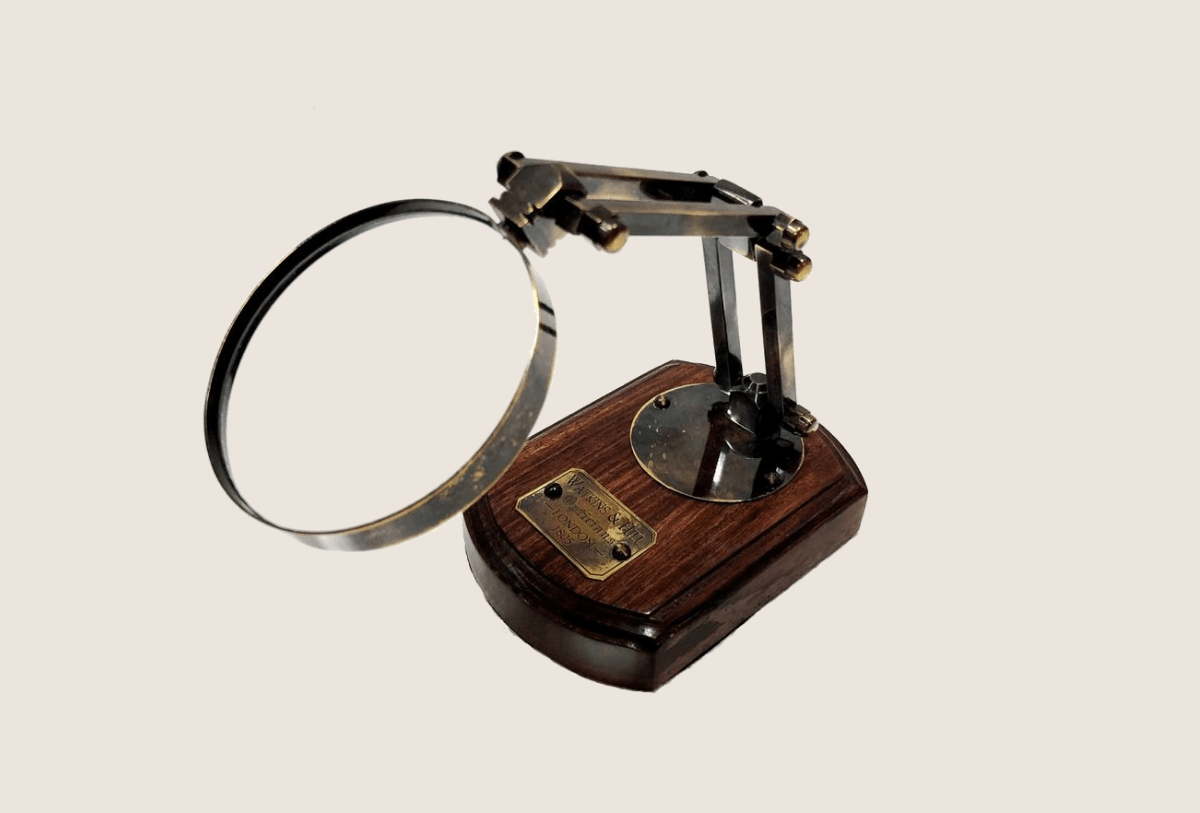 Antique Brass Compaq Magnifying Glass Vintage Nautical Table Decor Magnifier Office Decor