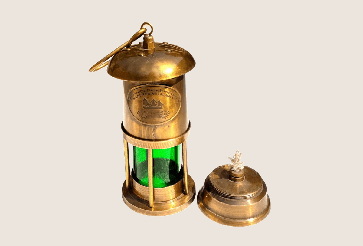 Nautical Maritime Brass Minor Lamp Vintage Antique Ship Lantern Oil 6 inch Lamp Decor
