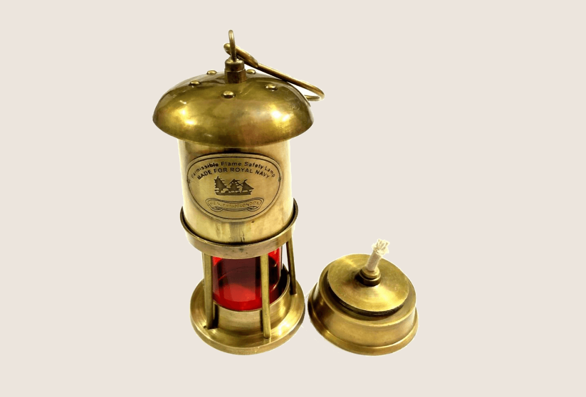 Nautical Maritime Brass Minor Lamp Vintage Antique Ship Lantern Oil Lamp Decor