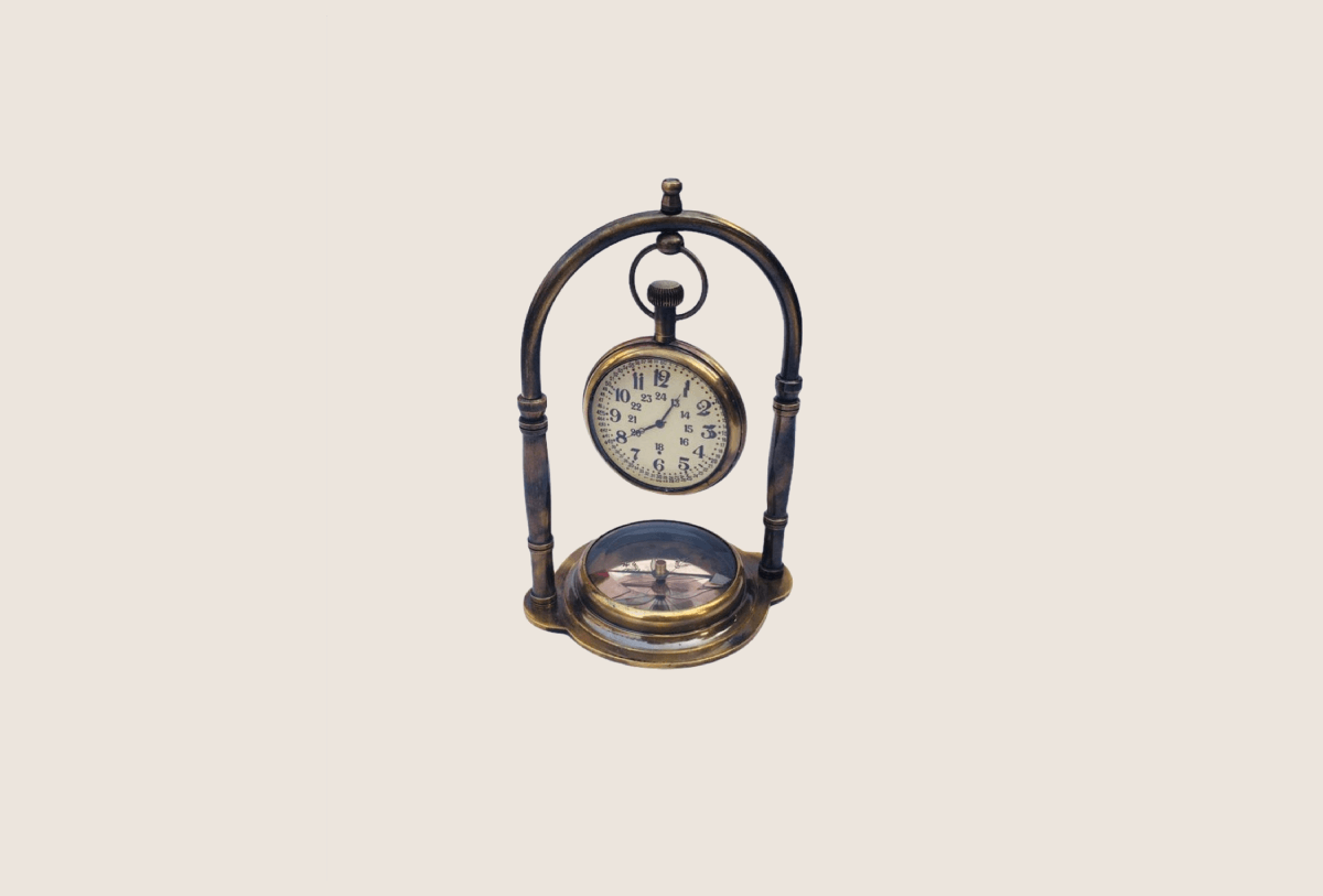 Nautical Antique Maritime Brass Table Top Clock Vintage Office Home Decor