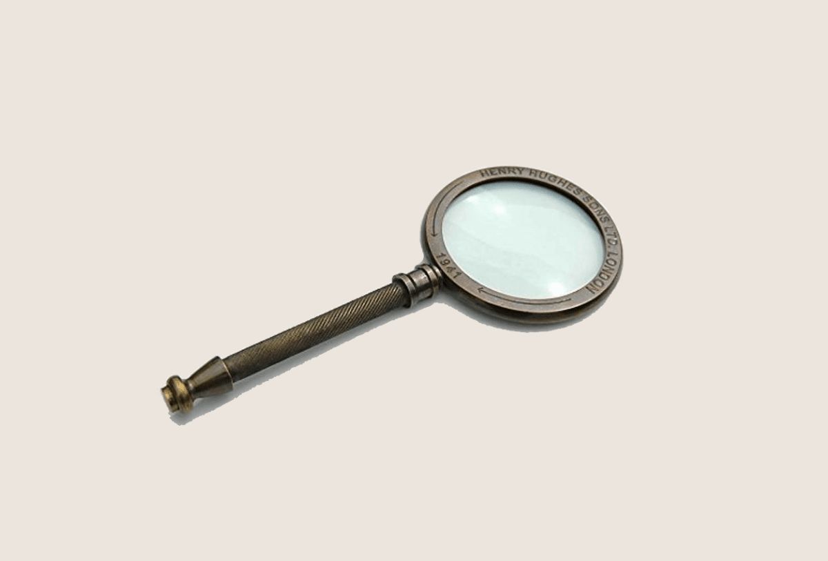 Magnifier Full Brass Henry Hughes London Ltd.1942-Hand Held Magnifying Glass