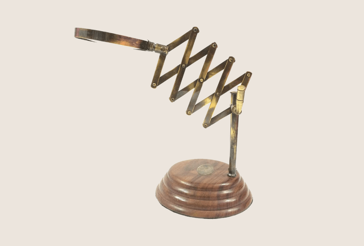 Vintage Antique Style Brass Glass Magnifying Desk Lens Channer 4" Magnifier Office Decor