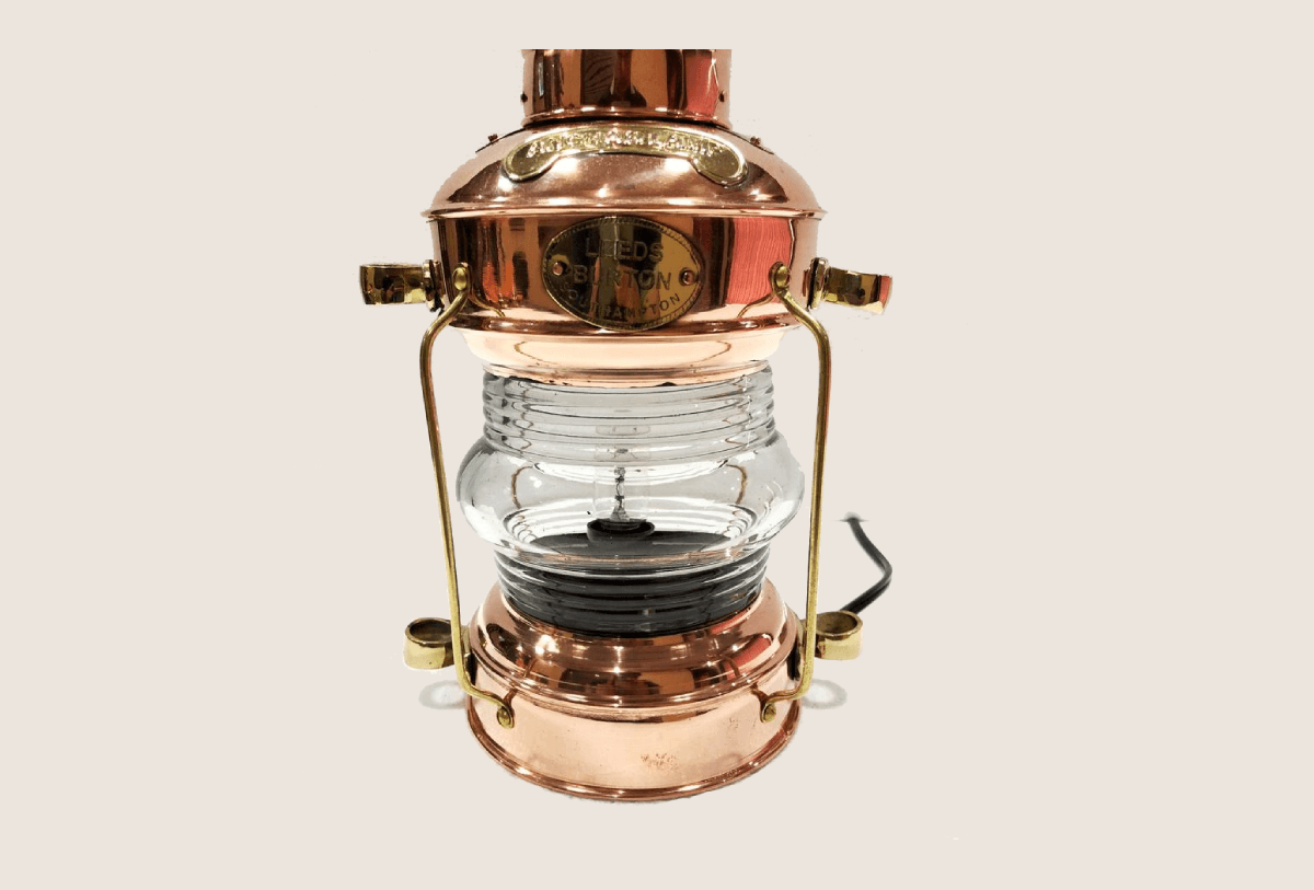 Nautical Antique 14" Ship Lamp Boat Copper Brass Electric Lantern Maritime Collectible Home Decorative