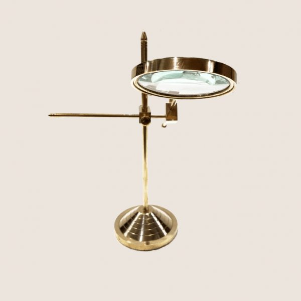 Vintage Style Gold Shiny Brass Glass Adjustable Magnifying Desk Lens 3" Magnifier Office Decorative